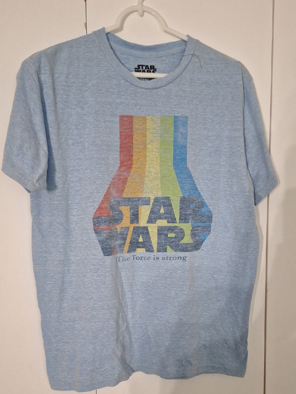 Star Wars Light Blue Tee with Rainbow Graphic